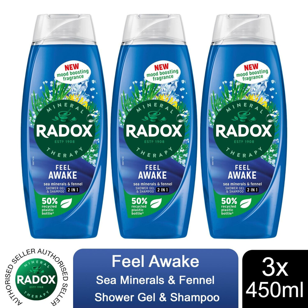 (Buy 3 - Feel Awake) Radox Body Wash & Shampoo 2in1 Feel Awake Men450ml