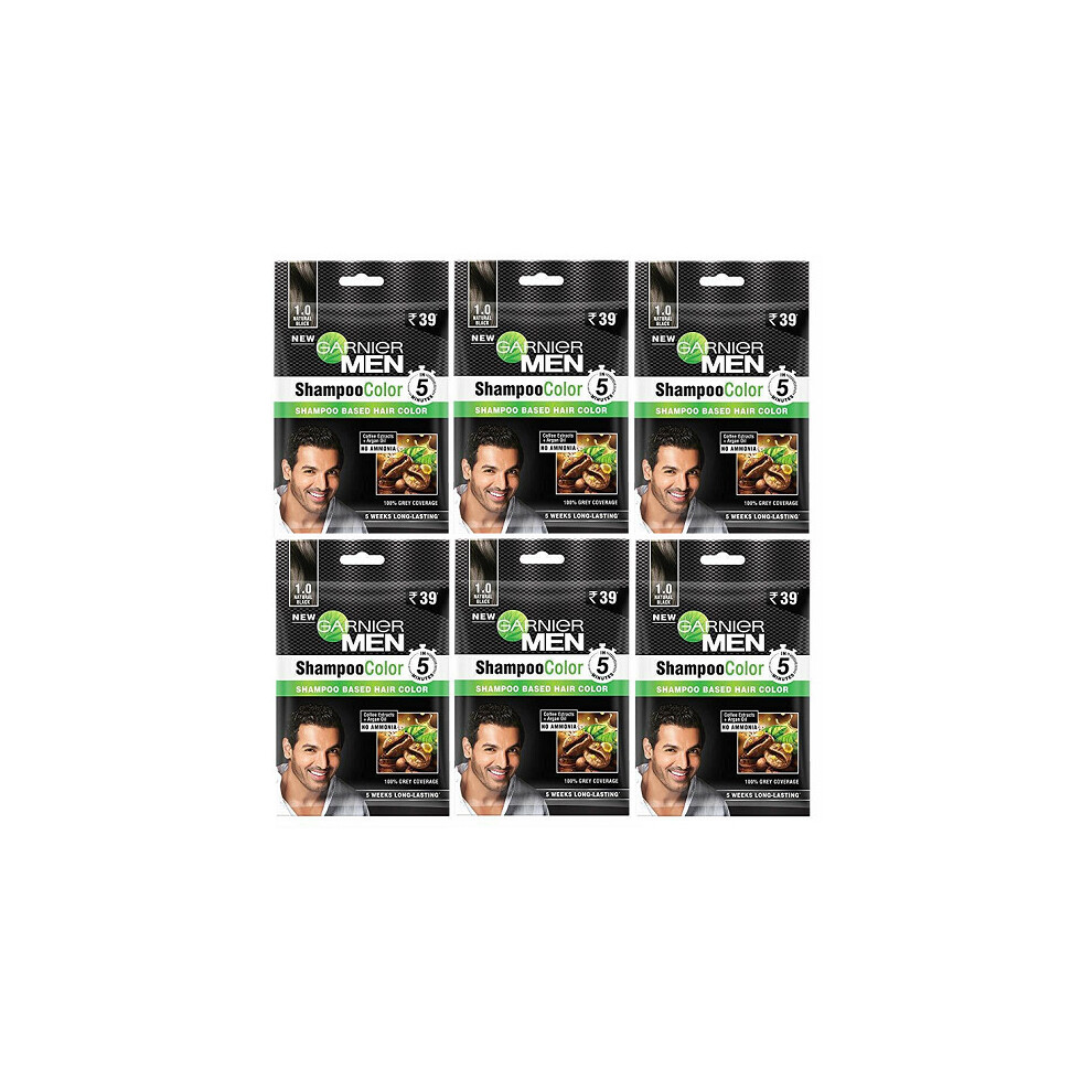2 X Garnier Men Hair Dye Shampoo In To Hair Colour 1.0 Natural Black x6 Boxes Expiry Date Nov23