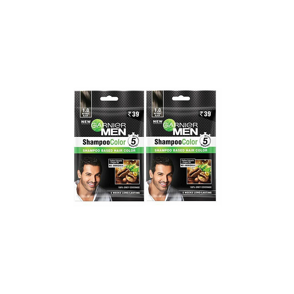 2 X Garnier Men Hair Dye Shampoo In To Hair Colour 1.0 Natural Black x2 Boxes Expiry Date Nov23