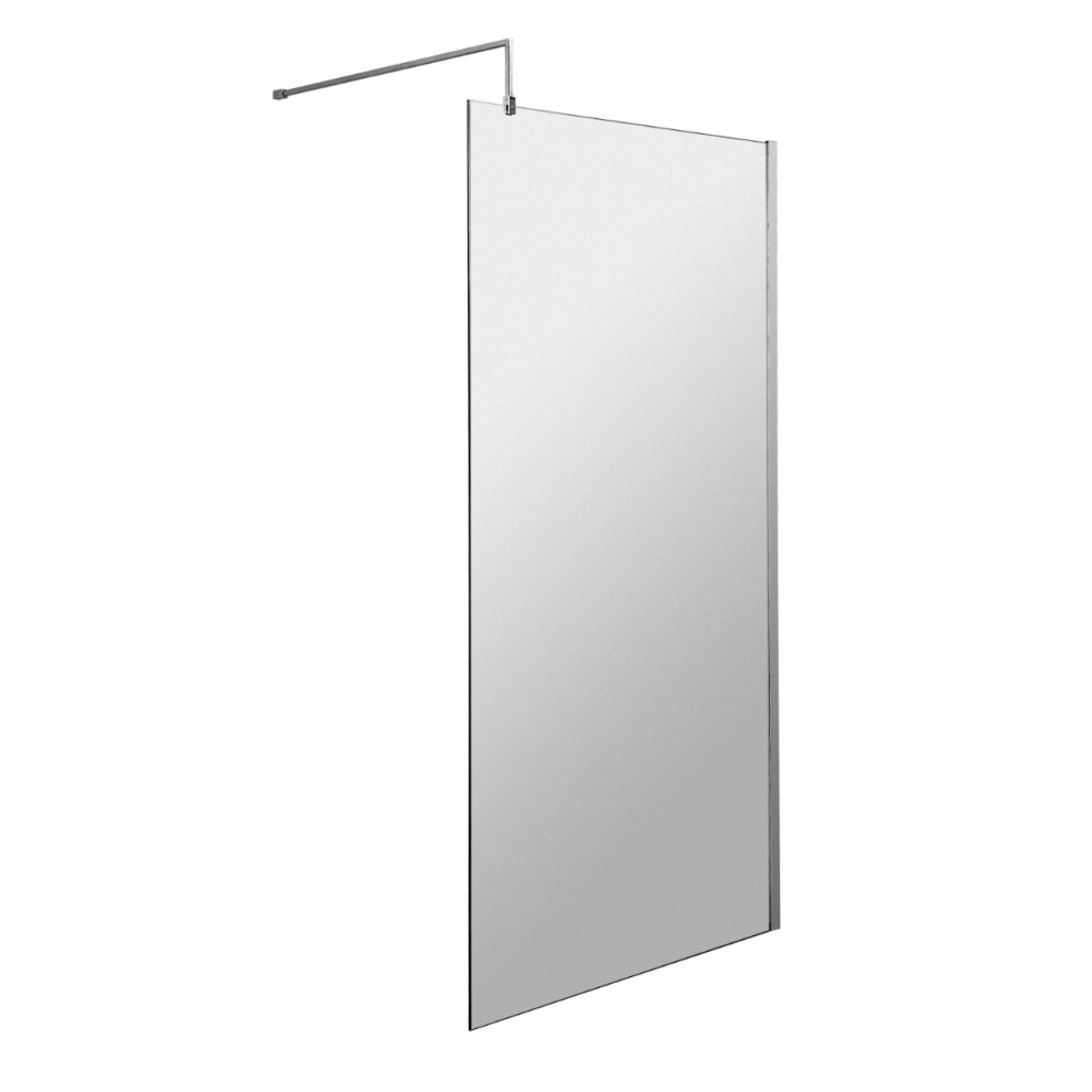 (1100mm) Aquariss Chrome Reversible Wet Room Walk In Shower Enclosure Screen with Profile and Arm-image-OPC-PBG7GVB-NEW