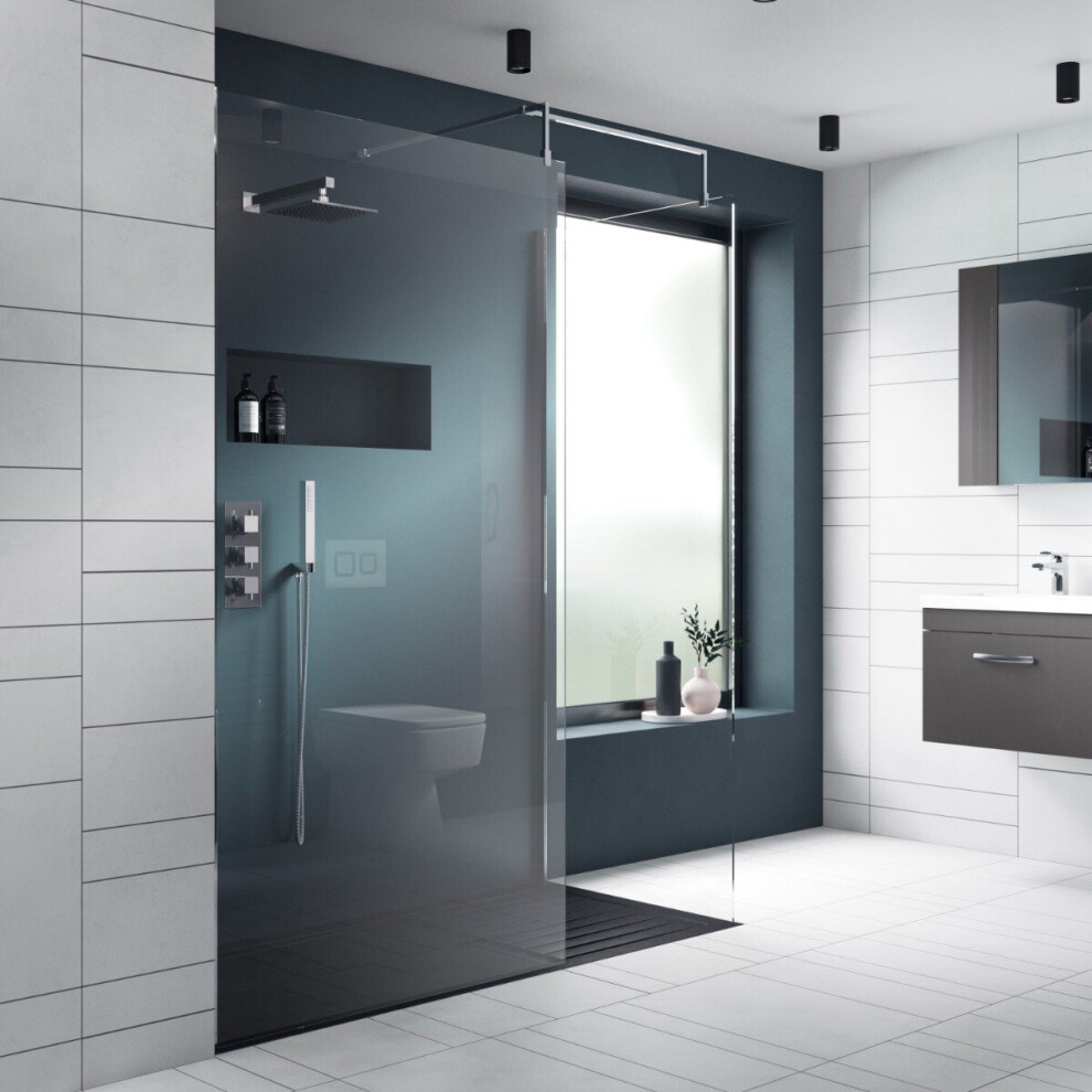 (1000Mm) Aquariss Chrome Reversible Wet Room Walk In Shower Enclosure Screen With Profile And Arm 5063021966194