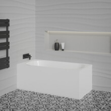 (1500x700mm) Aquariss Cascade Single Ended Bath Straight Square Bathtub Shower Bath Bathroom Suite Small Bath