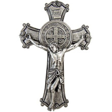 Roman Joseph Studio 10.25 Inch Tall ST Benedict Silver Crucifix