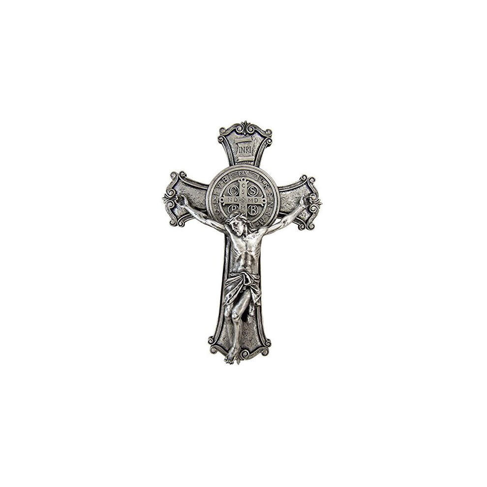 Crucifix en argent Saint Beno?t de 10,25 pouces de hauteur de Roman Joseph Studio