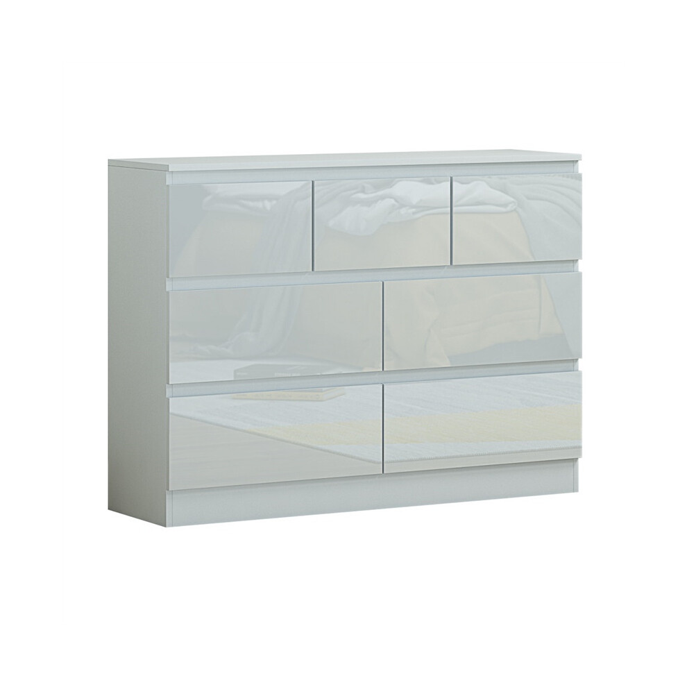 (Gloss White) Carlton 7 Drawer Merchant Chest Gloss Finish