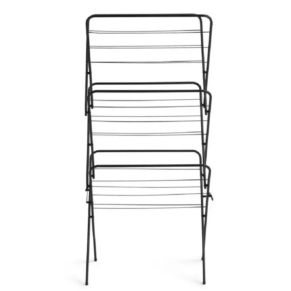 Home 14m 3 Tier Indoor Clothes Airer - Black