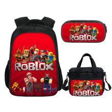 (Red 3PCS Bags) 3pcs ROBLOX Game School Bag Backpack Student Casual Backpack