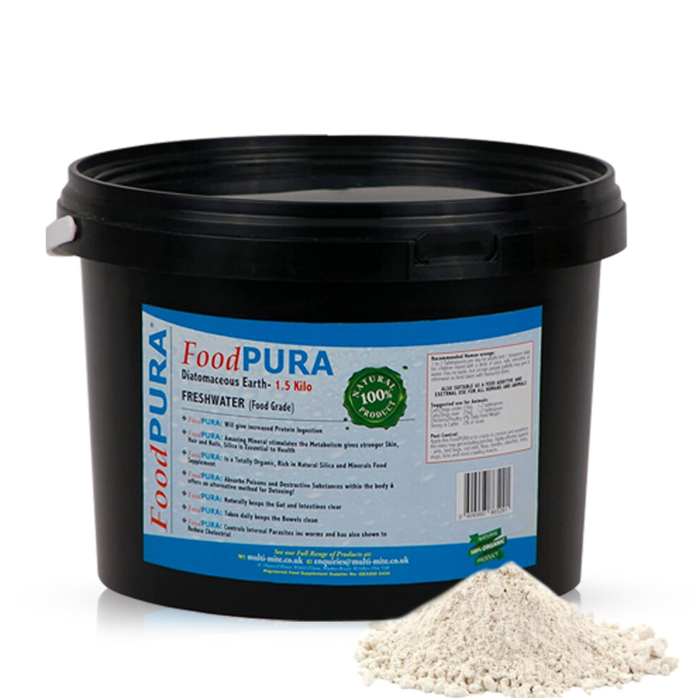 FoodPURA 1.5KG CODEX FOOD Grade Diatomaceous Earth DE Powder