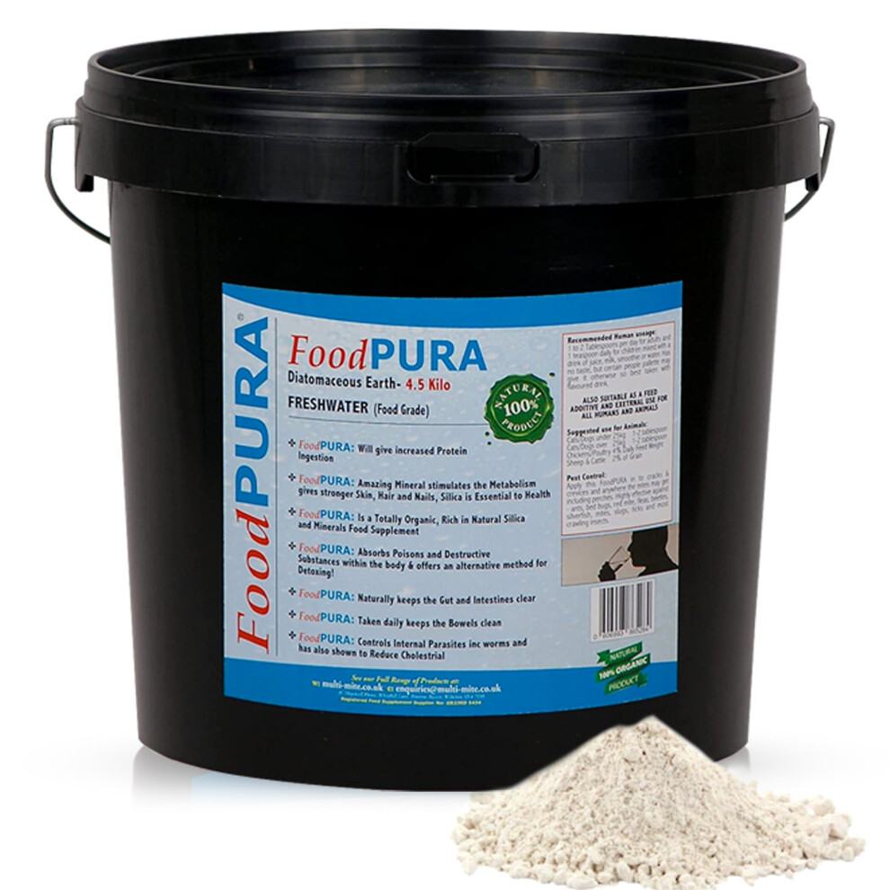 FoodPURA 4.5KG CODEX FOOD Grade Diatomaceous Earth DE Powder