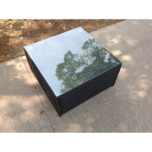 Fimous Square Rattan Coffee Tea Side Table Indoor Outdoor Use Garden Furniture Black