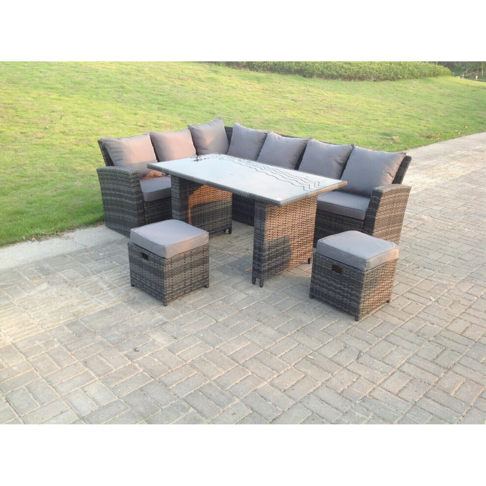 Rattan Garden Funiture Set Adjustable Rising Lifting Table Sofa Dining Set Side Coffee Tea Table