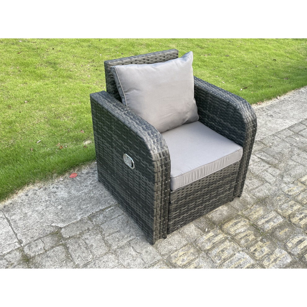 Fimous Single Reclining Rattan Arm Chair Adjustable Sofa Patio Outdoor Garden Furniture