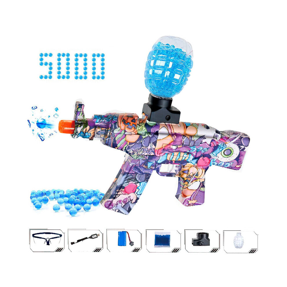 (Purple and Pink Set) Electric Gel Water Ball Toy Gun AK47 Bullet Gel Blaster Gun For Boys