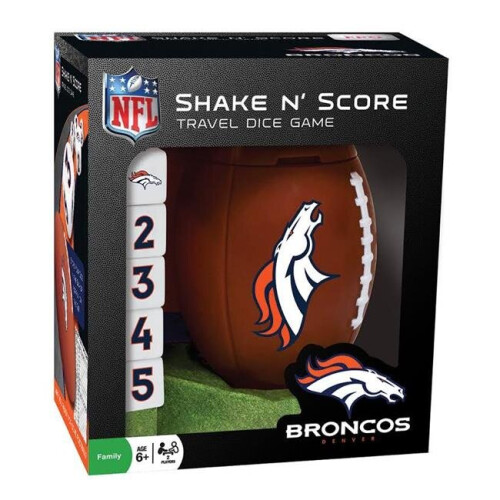 MasterPieces NFL Denver Broncos Shake N' Score Επιτραπέζιο Παιχνίδι Ζαριών, Για 2 Παίκτες, Από 6+ Ετών