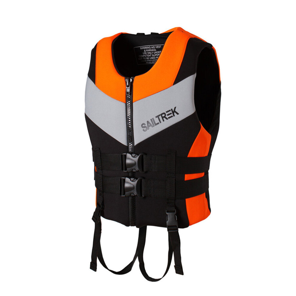 (Orange, L(55-65KG)) Neoprene Life Jacket Adult Life Vest Water Sports Fishing Vest Kayaking Boating Swimming