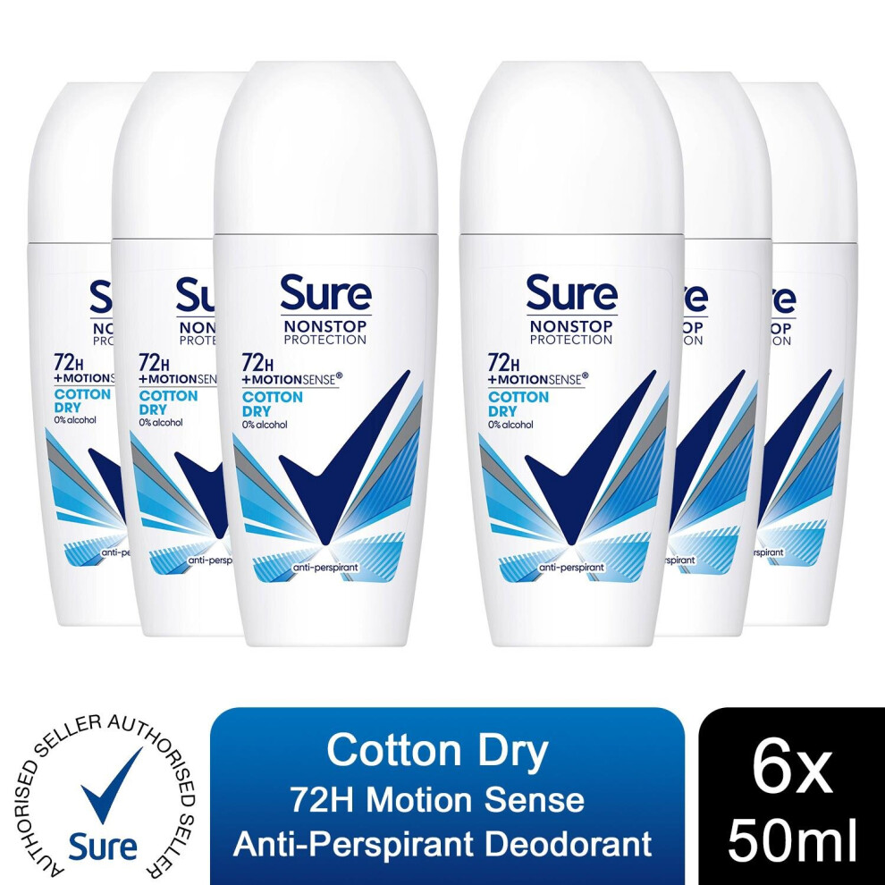 Sure (Buy 6 - Cotton Dry) Women Antiperspirant Deodorant - 50Ml