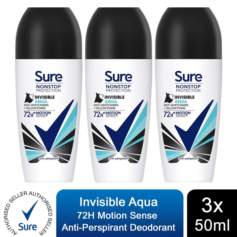 (Buy 3 - Invisible Aqua) Sure Women Antiperspirant Deodorant - 50ml