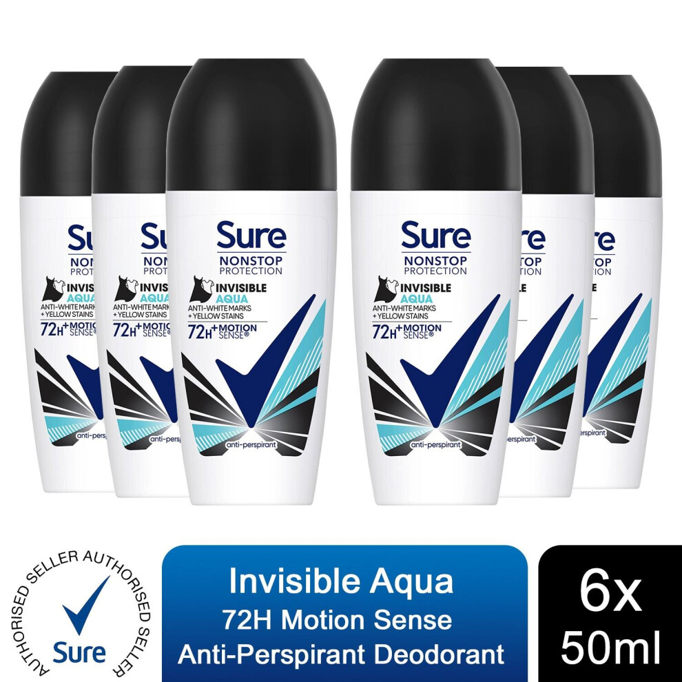 (Buy 6 - Invisible Aqua) Sure Women Antiperspirant Deodorant - 50ml