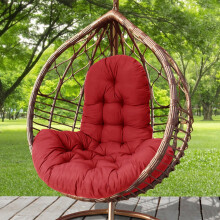 (Wine Red) Garden Hanging Egg Chair Thick Cushion Swing Chair Pad