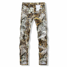 (33) Men Snakeskin Printed Trousers Straight Legs Pants