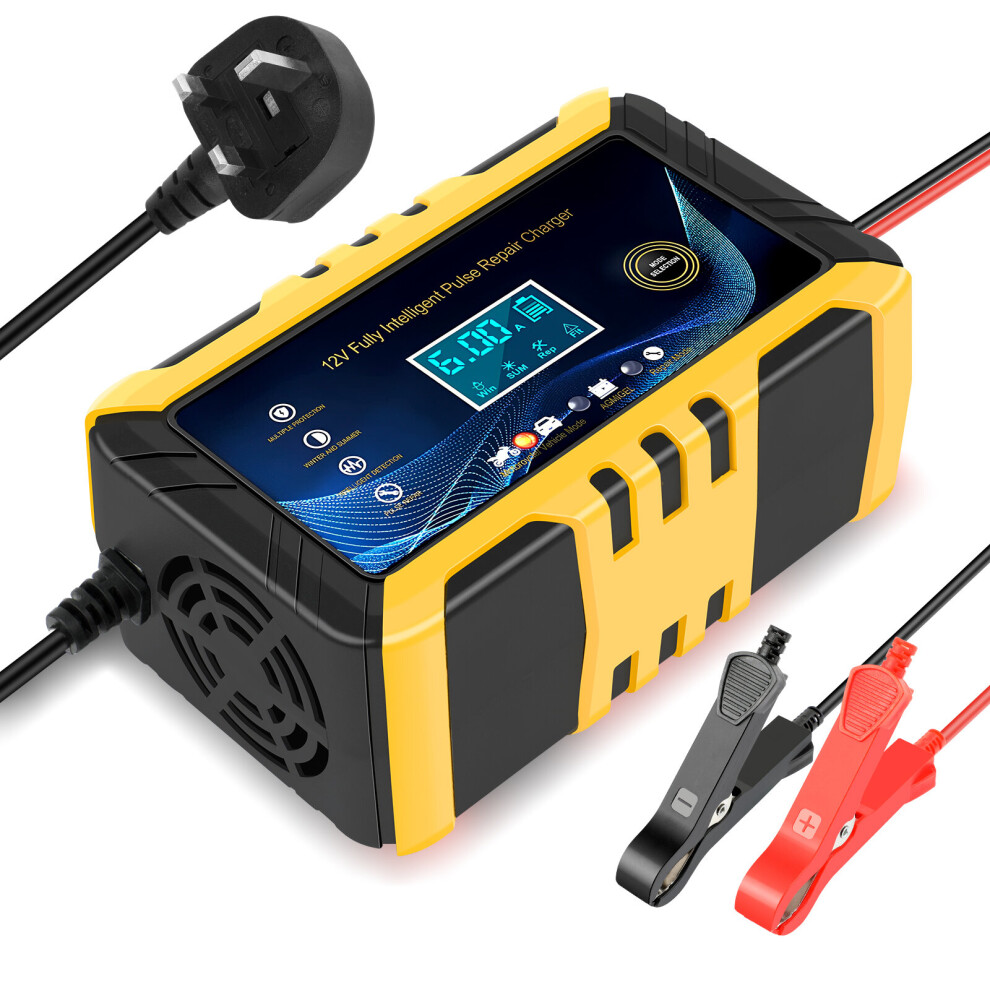 Car Battery Charger 12V 6A Smart Battery Trickle Charger Automotive 12V 24V Battery Maintainer Desulfator With Temperature Compensation For Car Truck 6901489027103