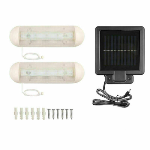 2x Solar Powered LED Light Rechargeable Garage Shed Light Garden 1