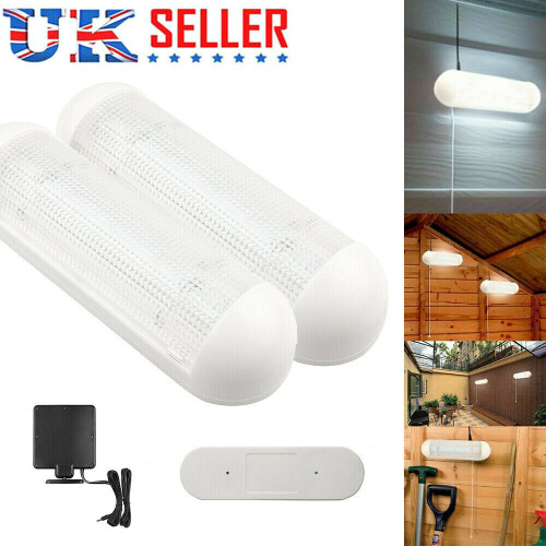 2x Solar Powered LED Light Rechargeable Garage Shed Light Garden
