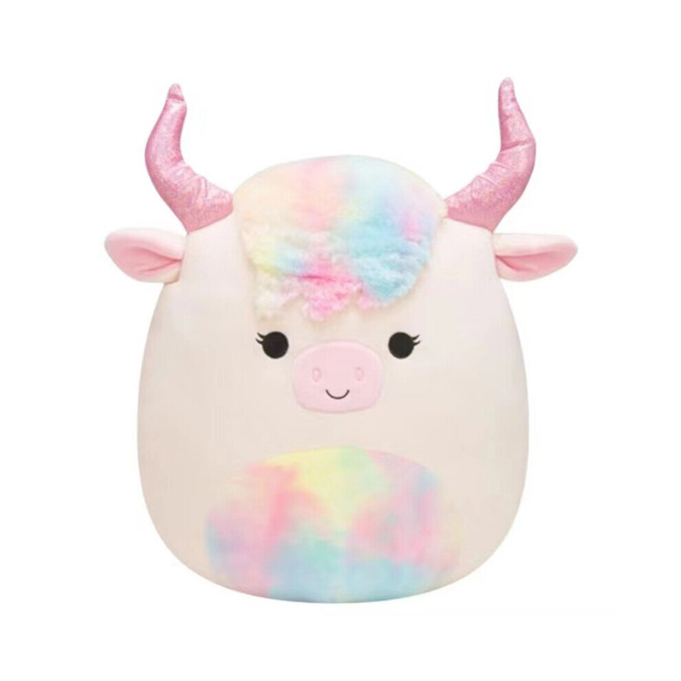 (Colorful Cow) Squishmallow Stuffed Toy Cow Plush Doll Animal Pillow Birthday Gift Home Decor