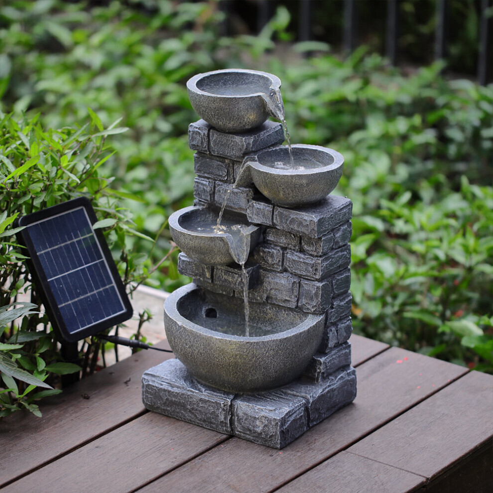 Rustic Solar Water Fountain with LED Lights