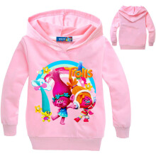 (PINK, #110 FOR 6-7 YEARS) Trolls Print Kids Girl Boys Hoodie Fall Spring Cotton Pullovers Coat Gift Jacket