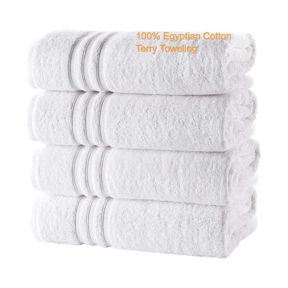 4 X White Bath Towel Luxury 100% Egyptian Cotton High Absorbent 500 GSM Hotel Quality Bath Towel Set