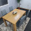 Dining Table and 4 Chairs Oak Grey Leather Dining Set (140x80x75cm) 11