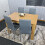 Dining Table and 4 Chairs Oak Grey Leather Dining Set (140x80x75cm) 2