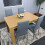 Dining Table and 4 Chairs Oak Grey Leather Dining Set (140x80x75cm) 4