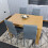 Dining Table and 4 Chairs Oak Grey Leather Dining Set (140x80x75cm) 13
