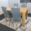 Dining Table and 4 Chairs Oak Grey Leather Dining Set (140x80x75cm) 5