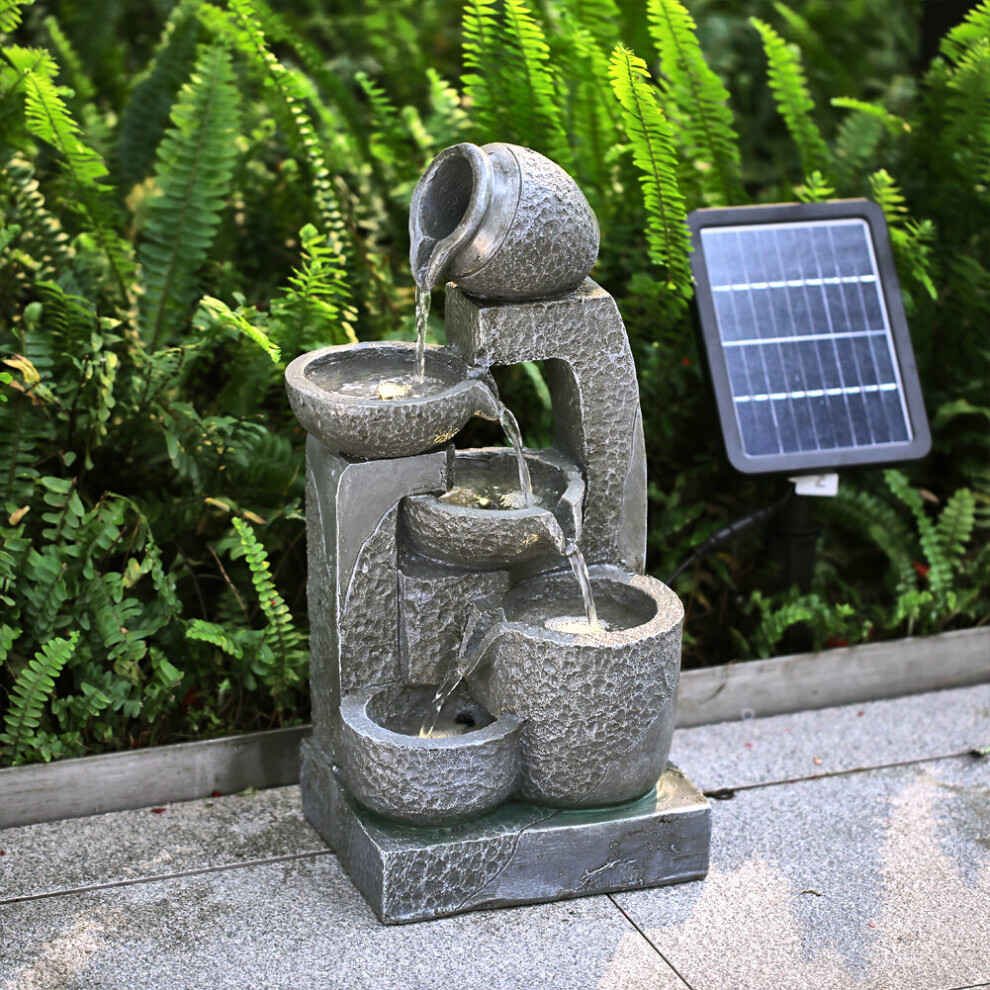 (22cm W x 17cm D x 45cm H) Cascade Solar-powered Water Fountain for Outdoors