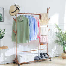 (Brown) Bamboo Clothes Rack with Shoes Clothing Storage Shelf