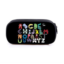 (Black) Alphabet Pencil Lore Case Large Capacity Pencil Pouch Bag Kid Gift Student