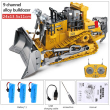 (Yellow Bulldozer 3B) Children 2.4G Remote Control Excavator RC Model Car Toys Dump Truck Bulldozer Engineering Vehicle Christmas Birthday Gifts