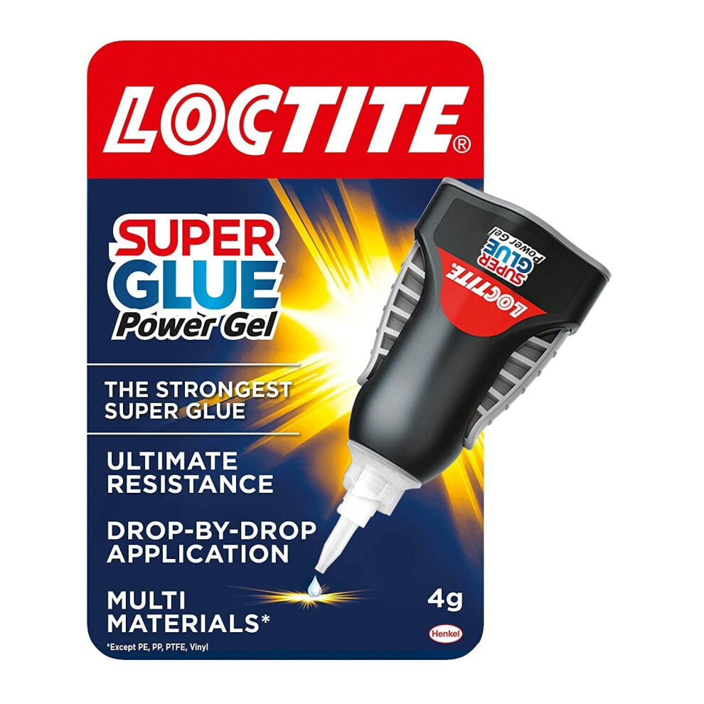 Loctite Super Glue Power Gel, Flexible Super Glue Gel, Superglue with Non-Drip Formula for Vertical Applications, Clear Glue with Precise Nozzle, 1x4g