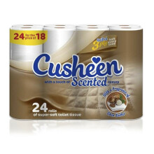 Cusheen Quilted Shea Butter 3 Ply Toilet Paper Rolls, 24 Rolls