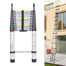 5M Telescopic Ladder with Safety Hook, 330lb Capacity, 16.4ft Extendable Aluminum Step Ladder, 13 Steps, Detachable Hook, Portable