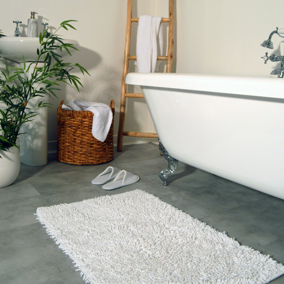 Allure Bath Fashions Allure Curly Tumble Twist Bath Mat - 100% Cotton, Large Bath Rug 55 X 90Cm, Soft & Washable (White) White