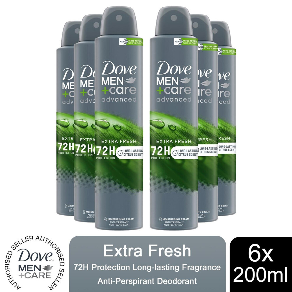 (Buy 6 - Extra Fresh) Dove Anti-Perspirant Men+Care Advanced Deo, 200ml