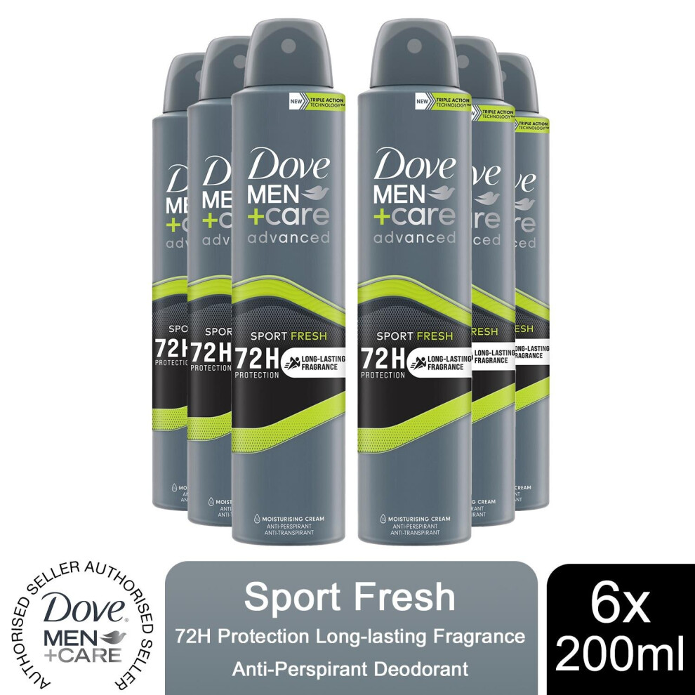 (Buy 6 - Sport Fresh) Dove Anti-Perspirant Men+Care Advanced Deo, 200ml