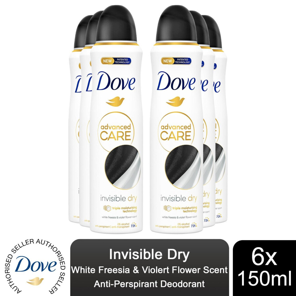 (Buy 6 - Invisible Dry) Dove AntiPerspirant Advanced Care Deodorant, 150ml