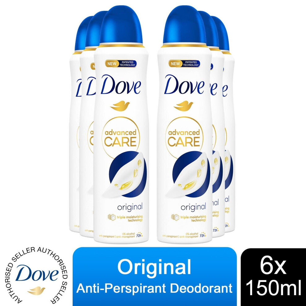 Dove (Buy 6 - Original) Antiperspirant Advanced Care Deodorant, 150Ml