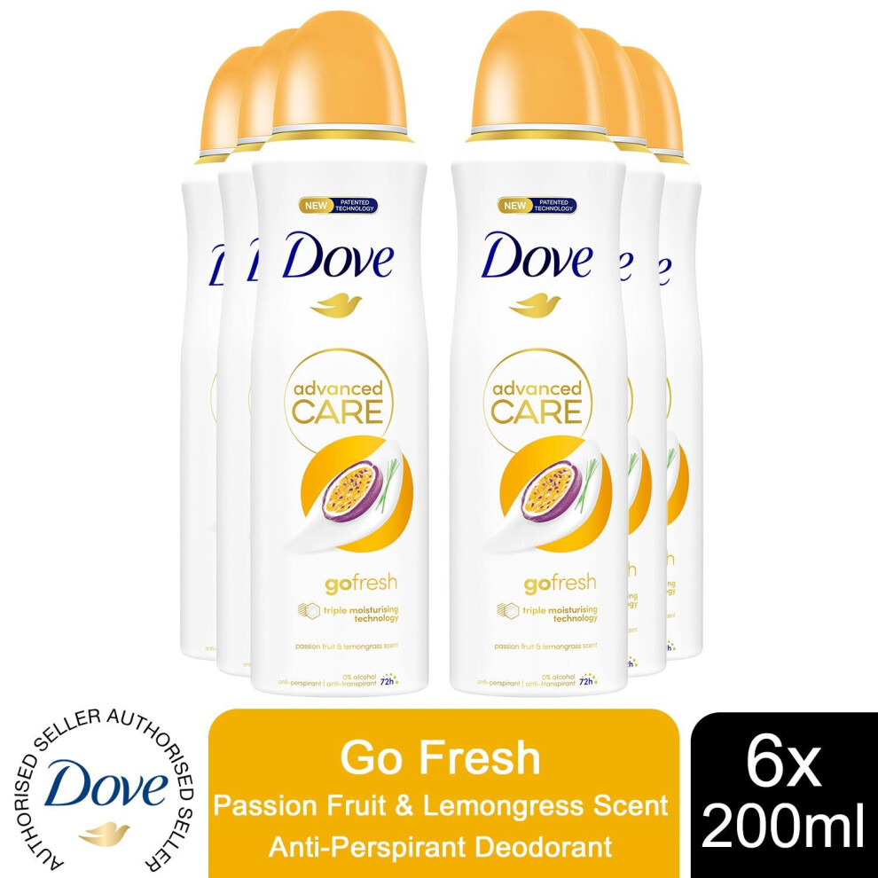 (Buy 6 - Passion Fruit & Lemongrass) Dove Advanced Care AP Deodorant Spray, 200ml