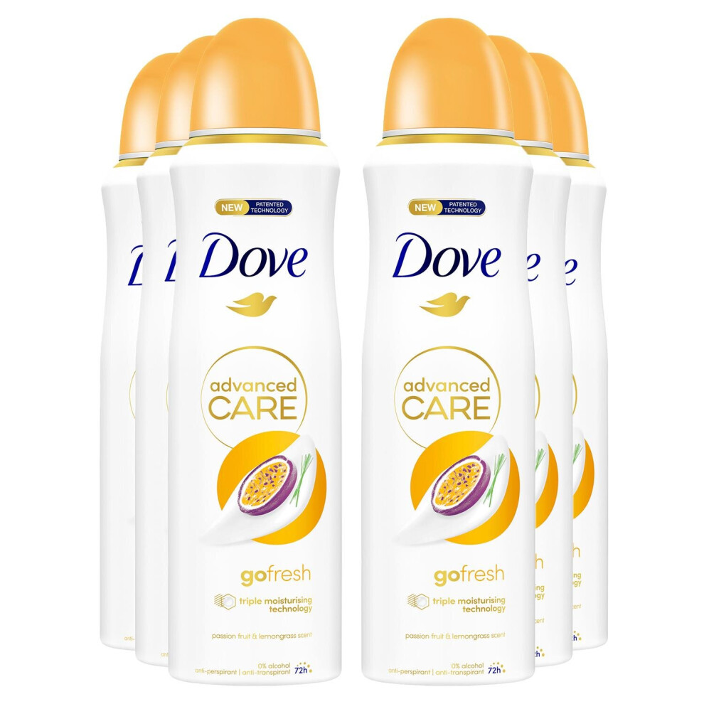 Dove (Buy 6 - Passion Fruit & Lemongrass) Advanced Care Ap Deodorant Spray, 200Ml